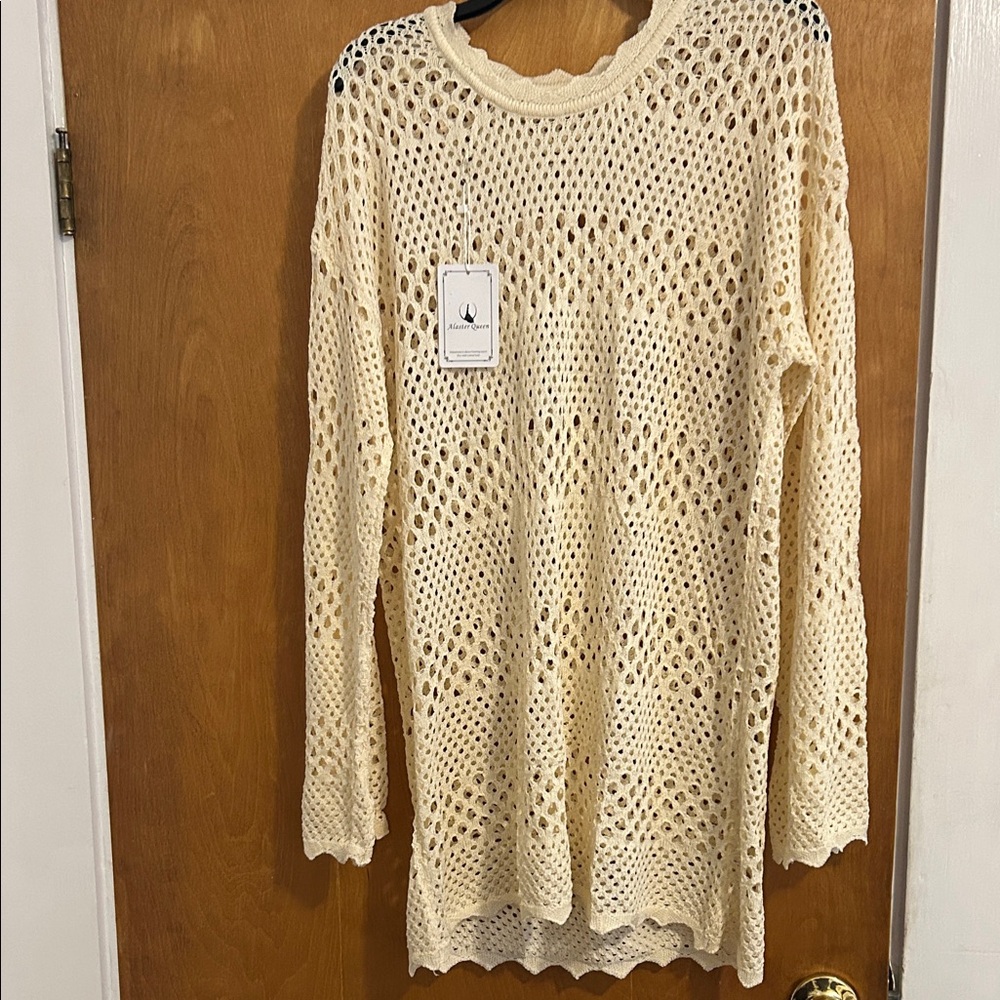 Chic Cream Crochet Swim Coverup